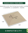 Diagram of Durable 350 Denier Beige Replacement Canopy Top for Summer Veranda 10 x 10 Gazebo Models L-GZ093PST G-GZ093PST TGZ093.