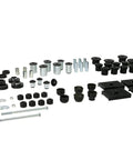 Premium Heavy Duty Front And Rear Suspension Bushing Kit For Chevrolet Camaro 1967 To 1969 parts including polyurethane bushings and metal sleeves.