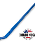 56 Inch Open Angle Monster Pry Bar Built Tough All Steel With Durable Powder Coat For Maximum Leverage Prying Loose Forms Concrete And Embedded Objects Made In USA And Ready For Demolition Projects, blue with USA logo
