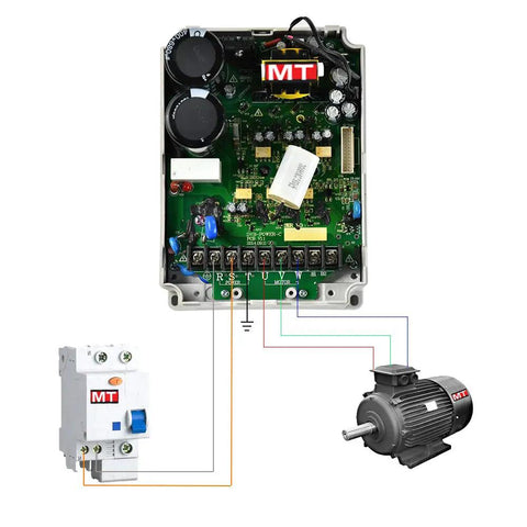 Single Phase 220V Variable Frequency Drive VFD 2.2 kW 3 HP Inverter diagram with motor and circuit connections