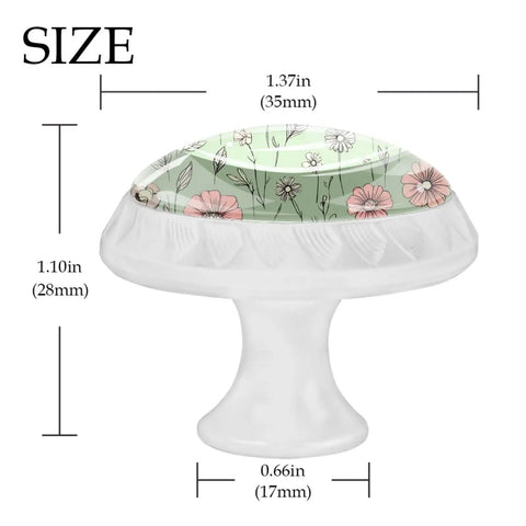 4 Pack Totally Crystal Glass Cabinet Knobs With Vintage Pink Floral Design On Sage Green Backdrop Drawer Pulls Measurements