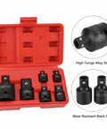 Premium Alloy Steel Socket Adapter Set For Impact Wrench And Ratchet Black Drive Converter Kit That Lets You Match Any Drive Size To Your Existing Sockets So You Can Crush It On Auto Repairs Without Buying Duplicates Ever Again While Getting That Sick. red case with black alloy steel adapters