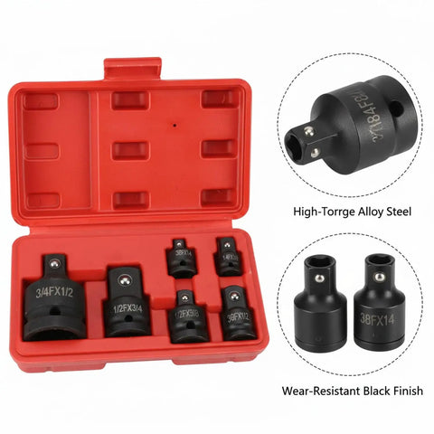 Premium Alloy Steel Socket Adapter Set For Impact Wrench And Ratchet Black Drive Converter Kit That Lets You Match Any Drive Size To Your Existing Sockets So You Can Crush It On Auto Repairs Without Buying Duplicates Ever Again While Getting That Sick. red case with black alloy steel adapters