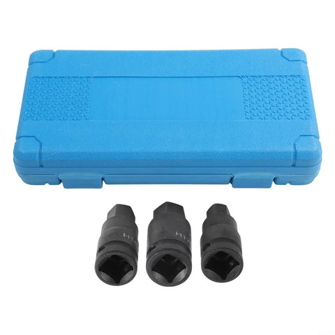 Beefy One Half Inch Square Drive Converter Kit For Impact Wrenches Chrome Vanadium Socket Adapters with blue case and three sockets