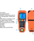 Minhe 7-in-1 Wall Detector with Smart Sensor | Handheld Stud Finder for Metal, Wood, AC Wire | LCD Display, Audio Alarm, Built-in Level showing buttons and LCD screen