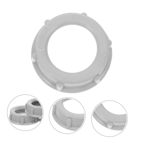No Fuss 3/4 Inch Plastic Insulating Bushings 100 Pack showing gray threaded bushing with strain relief for electrical fittings.