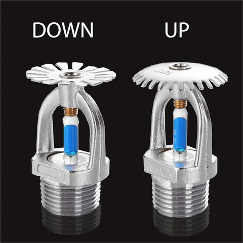 Heavy Duty Fire Sprinkler Heads 5 Pack High Temp 141 Degree Dn15 Half Inch Thread Upright Spray Nozzle from two angles.