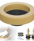 Premium Heavy Duty Toilet Wax Ring Replacement Kit fits 3 Inch Or 4 Inch Pipes, polyurethane seal and brass bolts.