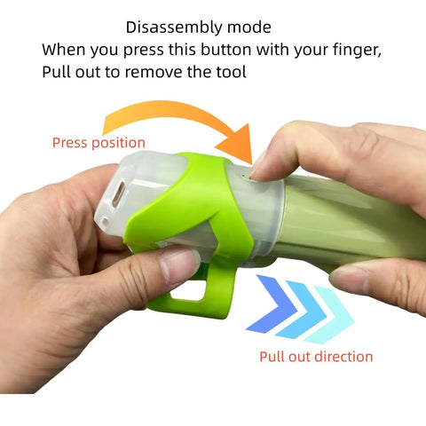 Green Vacuum Hose Self Cleaning Tool Attachment For Bissell Little Green Machine Replacement Part 1613828, press-to-release detail