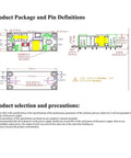 Diagram showing dimensions and pin layout for Two Pack 220V To 5V Isolated Switching Power Supply Module Board.