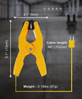 HVAC temperature clamp with banana plug adapter and K-type thermocouple; yellow pipe clamp with 40in cable for HVAC and multimeter