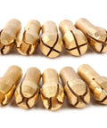 10 Piece Brass Collet Set For Dremel Rotary Tools Fits 0.5mm To 3.2mm Bits And 1/8 Inch Shank displayed on a white background