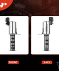Front and back view of Engine Variable Valve Timing Solenoid Direct Replacement Plug And Play Easy Install Compatible With Toyota Camry 2002 2011 Corolla 2009 2012 RAV4 2001 2008 Lexus HS250h 2010 2012 Scion tC And xB OEM Grade Durable Performance