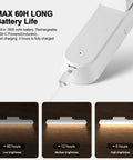 USB-C cable charging Wireless Under Cabinet Lights 56 LED With Touch Control, Magnetic Closet Lighting, dimming levels visible.