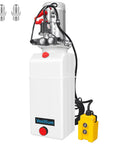 Dual Acting 12V Hydraulic Power Unit With Plastic Reservoir For Dump Truck And Trailer Hydraulic Systems Electric Pump Delivers 2900 PSI Lift With 3200 PSI Relief 6 Quart Capacity.