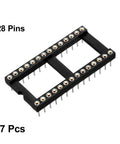 28 Pin DIP IC Socket Adaptor, 2.54mm Pitch, Dual Row 15.24mm, black plastic with metal inserts, shown from above.