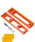 5.5-Inch Hidden Hinge Mortiser Template for Door Installation with universal compatibility, orange jig and installation tools shown.
