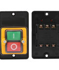 Drill Press Push Button Switch AC 220V 380V On Off Start Stop Motor Control 10A Single Phase with green and red buttons.