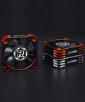 Fifty Millimeter RC Cooling Fan With Ten Thousand RPM Dope Brushless Motor Heatsink And ESC Cooling For One Fifth Scale RC Cars in red aluminum.