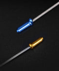 Colorful 100 Piece Bike Brake Cable End Caps Crimps Set For Road And Mountain Bikes Assorted Colors Including Black Green Blue Red Purple Gold Silver Durable Cable End Tips For Quick Adjustments And Repairs, blue and gold aluminum caps on brake cables