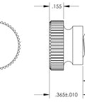 Top Shelf Nylon Thumb Screws Quarter Inch Twenty Thread Half Inch Long Black Quick Turn Fasteners technical drawing with dimensions