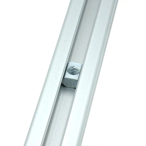Kicker Grade M5 T Nuts For 20 Series Aluminum Extrusion Construction, 100 Pack fitting into silver aluminum track.