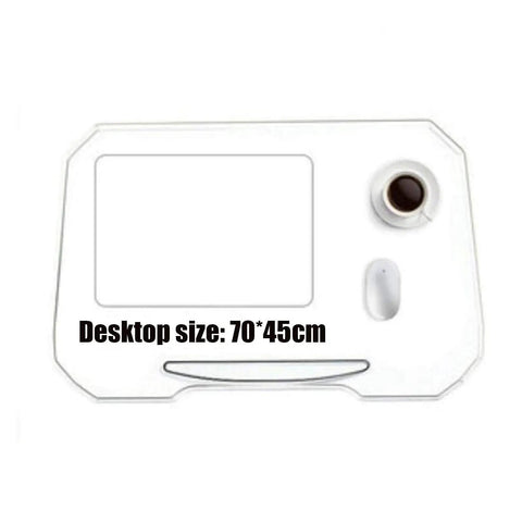 Top Shelf Rolling Laptop Desk With Smooth Moving Casters And Fully Adjustable Height That Tilts Zero To Ninety Degrees For Ultimate Home Office Setup Effortless Studying Or Kick Back Gaming Vibes Anywhere You Park It, 70x45cm transparent desktop.