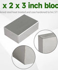 Front view of a 1 x 2 x 3 inch hardened steel machinist parallel block (no holes), plain finish.