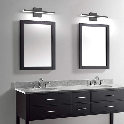 Sleek Black LED Vanity Light For Bathroom 16 Inch 16W Over Mirror Wall Mounted 6000K Cool White Integrated Fixture over mirrors