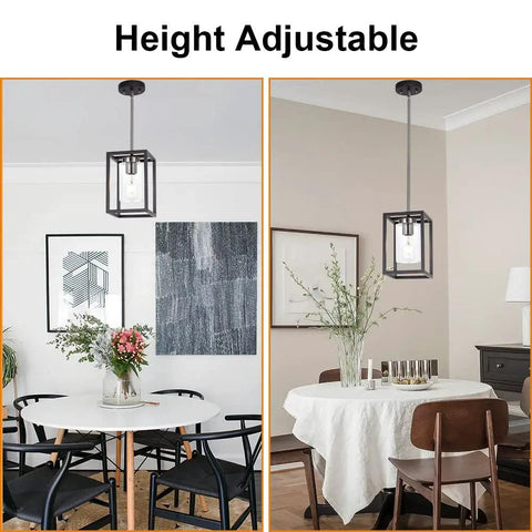 Single Black And Brushed Nickel Pendant Light With Clear Glass Shade Sleek Modern Industrial Chandelier For Dining Room Kitchen Island Foyer And Cafe Fully Dimmable With Height Adjustable Stem in dining area.