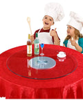 Lazy Susan Turntable Bearing 60cm to 120cm Sizes, 10mm Tempered Glass Plate, on a dining table with children