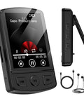 Clip-On 64GB MP3 Player With Bluetooth 5.2 On-The-Go Music Player with screen, buttons, and accessories