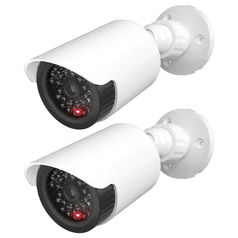Two Pack Fake Security Camera Dome With LED Light Realistic Dummy CCTV Look For Indoor And Outdoor Use No Motorized Pan