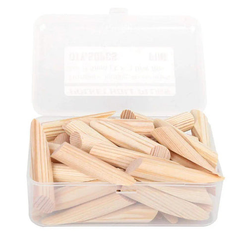 Pro Grade Pine Wood Pocket Hole Plugs Kit, 50pcs Wood Screw Plugs for Concealing Pocket Holes in transparent box, oblique design