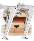 100N Heavy Duty Soft Close Lid Support Hinge For Wooden Boxes And Toy Chests shown in front of a wooden toy chest