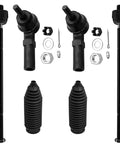 Six Piece Front Tie Rods Kit For Buick LeSabre Lucerne Park Avenue And Compatible Cadillac DeVille DTS Seville Riviera And Oldsmobile Models Inner Outer Tie Rod Ends Boots Replacement Heavy Duty Construction, black steel parts