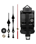 DIY Pendulum Clock Movement Kit with Silent Hands for Non Ticking Clocks, includes black hands and fittings.