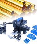 Electric Copper Pipe Bender And Rebar Cutter Kit Boasting 90 Degree Quick Lock Action for shaping copper tubing.