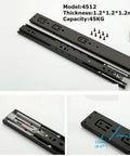 Beefed-Up Heavy Duty Push To Open Drawer Slides With Silent Bearings, 45KG capacity, black side-mount for 12 or 18 inch cabinets