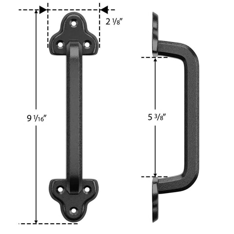 Heavy Duty 9 Inch Antique Barn Door Hardware Handle Set Of 4 Rustic Square Cast Iron Handles for Gates Garages Sheds black finish