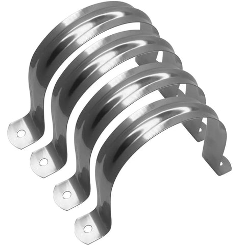 4-Inch Rigid Pipe Strap Clamp Set With Two-Hole U Bracket Tube Clip Stainless Steel Heavy-Duty Pipe Fastener For Securing Conduit, PVC And Other Pipes 4-Pack 115 Mm