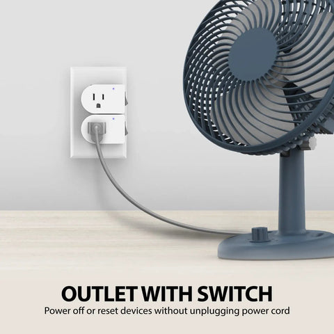 Grounded Outlet With On Off Switch Two Pack 3 Prong Surge Protector 245J Single Port Power Adapter 15A Circuit Breaker White ETL Listed Ideal For Home Office Desktops Laptops TVs And Other Small Electronics installed with fan