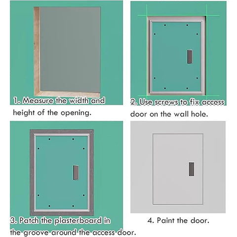 Installation guide for Rock Solid Paintable Aluminum Drywall Access Panel Door for Walls Ceilings Or Floors with Sturdy Handle.