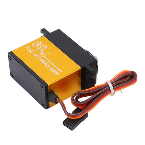 Knockout 30 Kg Digital RC Servo With Heavy Duty Metal Gears And Precision 25T Horn in CNC aluminum case with wire.