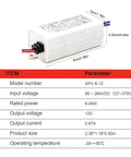 Workhorse 8 Watt Ac Dc Power Supply And Led Driver With 12 Volt Constant Voltage Transformer for lighting and automation, 8W output.
