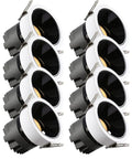 Top Shelf Eight Pack LED Downlights Slick Baffle Trim Anti Glare Recessed Spotlights Deep Cylinder Cob Ceiling Lights For Kitchen And Bath 20W 4000K Neutral, showing sleek black and white design.