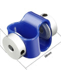 Slick Flex Shaft Coupler With Heavy Duty Aluminum Ends And Quick Swap Design 18 Mm Outer By 38 Mm Long with blue TPU body.