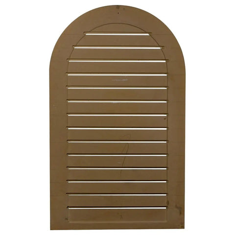 Brown paint ready cathedral gable vent louver 18 inch wide 30 inch high one and a quarter inch projection exterior Endurathane vent with factory prime, front view.