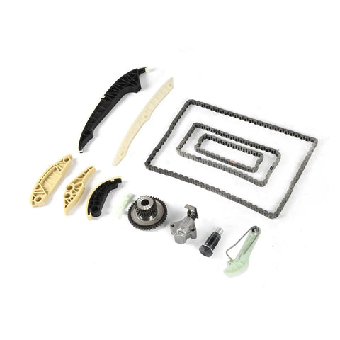 Premium Alloy Engine Timing Chain Kit With Guide Sprocket For 2.0 TSI And TFSI VW GTI Passat And Tiguan A3 EA888 DOHC 16V High Strength Performance Upgrade Part, chain kit laid out
