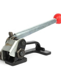 Rock Solid Steel Strapping Tensioner Tool For Pallet Packaging Banding 1/2 To 5/8 Inch Steel Strap with red handle for easy grip.